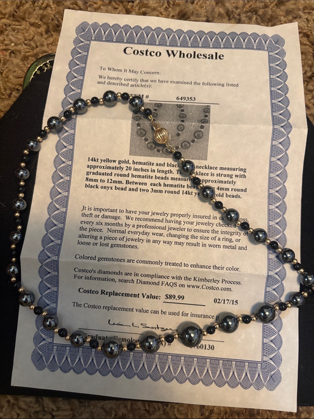 Hematite Beaded Necklace in Gunmetal Gray